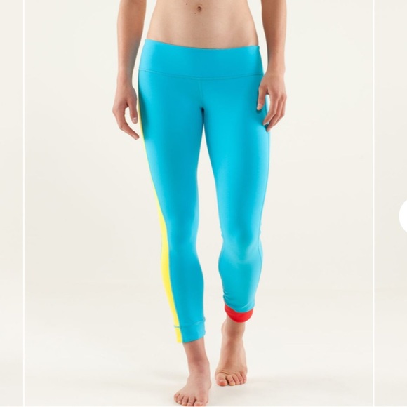 Lululemon Amped Crop Leggings size 6 blue red yellow - Picture 2 of 8